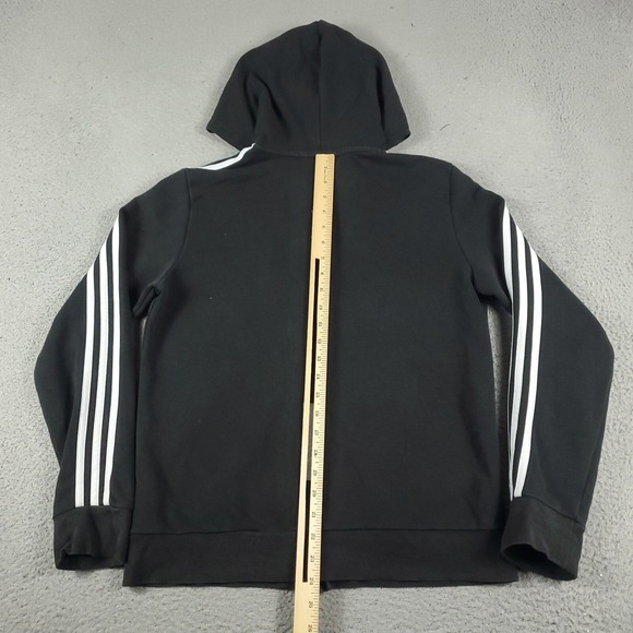 Adidas Sweater Womens Large Black Full Zip Up Hoodie Sweatshirt Ladies * - Picture 6 of 9